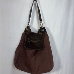 🍌Henry Cotton's Brown suede and fabric Shoulder Bag